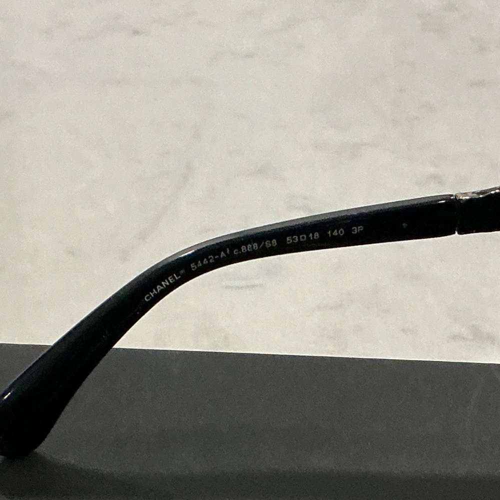 Black Chanel Sunglasses 5442-A with Chanel on Arm - Picture 3 of 3